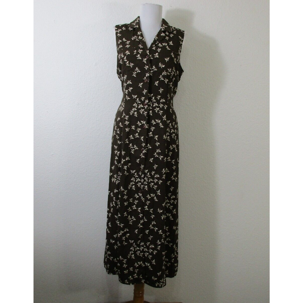 Apart Impressions‎ Midi Dress Size 8 Polyester Brown Butterflies Sleeveless Y2K